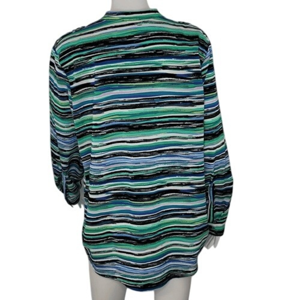 Notations Multi Color Striped Button Down Top - Picture 5 of 7